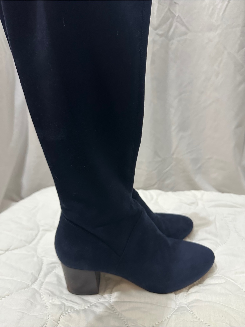 Boden Navy Suede Knee-High Block Heel Boots